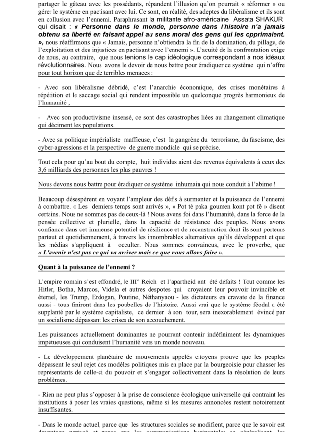 Renforcer les relations entre nos Peuples et Globaliser les résistances 3/4 Renforcer les relations entre nos Peuples et Globaliser les résistances 3/4