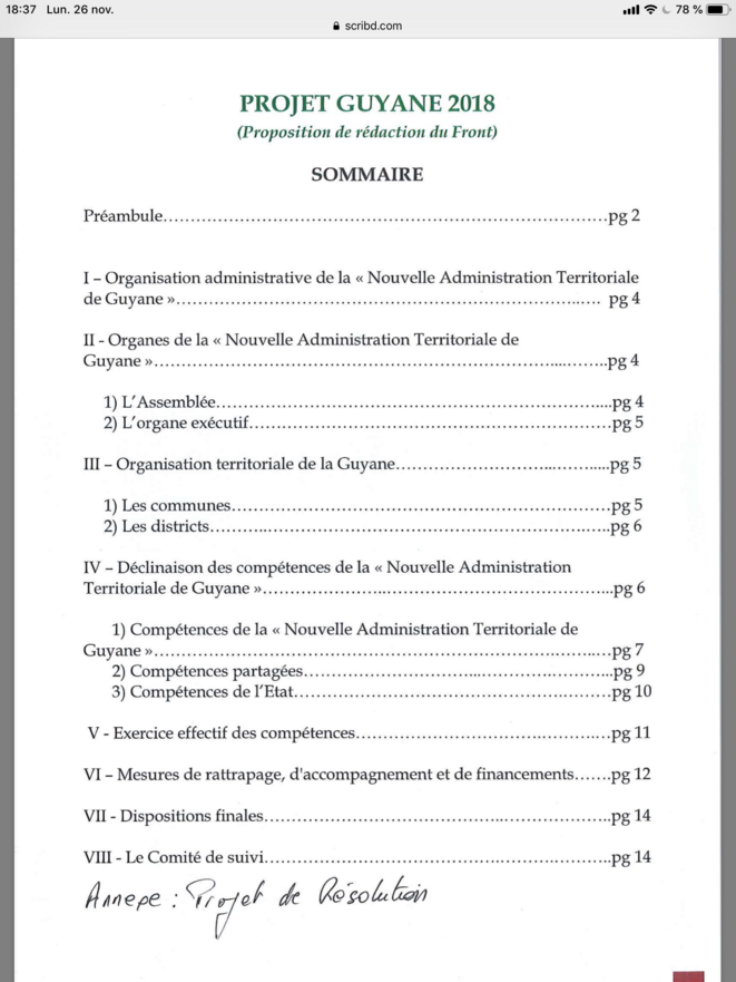 « Projet Guyane » du Front pour un Changement Statutaire 1/16 « Projet Guyane » du Front pour un Changement Statutaire 1/16