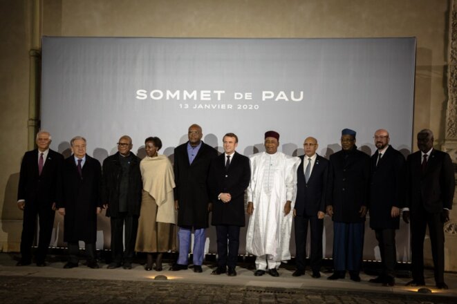 Les dirigeants du G5 Sahel et Emmanuel Macron après la déclaration des chefs d'État au sommet de Pau, le 13 janvier 2020. © Amaury Blin/Hans Lucas/AFP Les dirigeants du G5 Sahel et Emmanuel Macron après la déclaration des chefs d'État au sommet de Pau, le 13 janvier 2020. © Amaury Blin/Hans Lucas/AFP