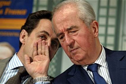 Don't read my lips: Nicolas Sarkozy and Edouard Balladur. Don't read my lips: Nicolas Sarkozy and Edouard Balladur.