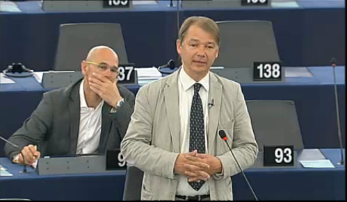 Philippe Lamberts lors du débat du 16 avril à Strasbourg.