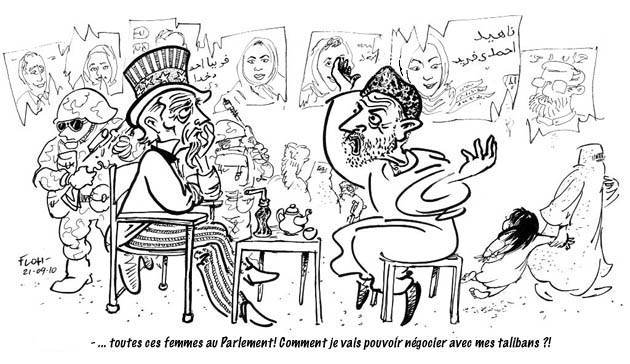 Karzaï en conversation avec Uncle Sam, Kaboul, sept.2010