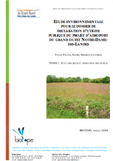 Couverture du rapport de Biotope sur l&#039;état initial du site, en 2006.