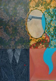 Le patronat, huile-collages, JPA 2008 Le patronat, huile-collages, JPA 2008