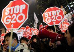 Manifestation anti-G20 à Séoul, dimanche.
