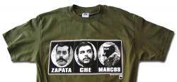 Tee-shirt réunissant Zapata, le Che et Marcos, dirigeant de l'EZLN, l'armée zapatiste au Mexique