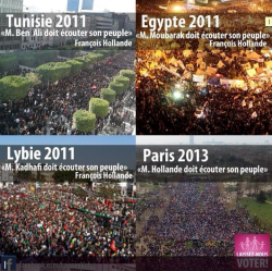 Illustration published by Printemps français activists comparing them to the Arab Spring. 