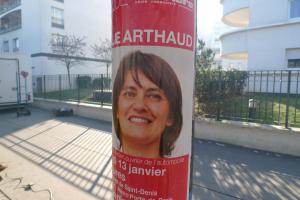 Affiche de la candidate de Lutte ouvrière.