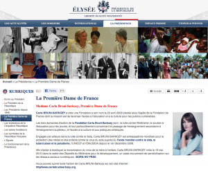 Capture d'écran du site de l'Elysée (2008-2012)