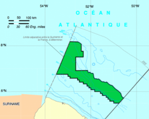 Carte des permis de Guyane Maritime.