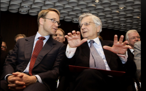 Jens Weidmann, président de la Bundesbank et Jean-Claude Trichet