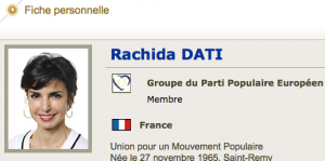 La photo de Rachi Dati sur le site du Parlement européen