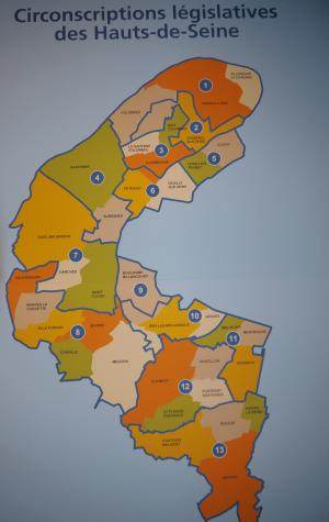 Les treize circonscriptions des Hauts-de-Seine