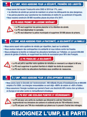 Le contenu du dernier tract de l'UMP.