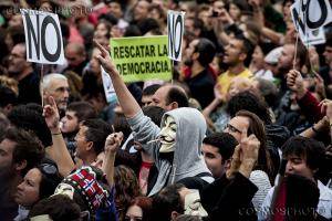 Madrid, le 25 septembre 2012. Manifestation des Indignés contre l'autérité.