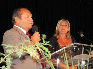 Gabriel Mène (l'Usdifra) et Marine Le Pen, août 2011