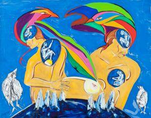 «Les Alchimistes», par Sophie Tedeschi. 114x146 cm. Huile sur toile.