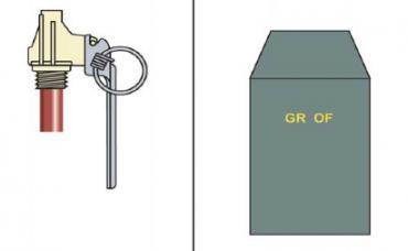 Schéma de la grenade OF F1 utilisée par les gendarmes mobiles.
