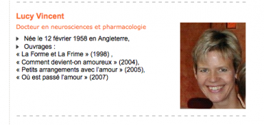 La bio de Lucy Vincent sur le site du CAS