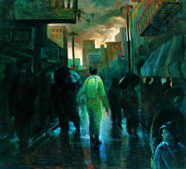 Kazem Chalipa (né en 1957) Bassidjiy, 1985 Huile sur toile Kazem Chalipa (né en 1957) Bassidjiy, 1985 Huile sur toile
