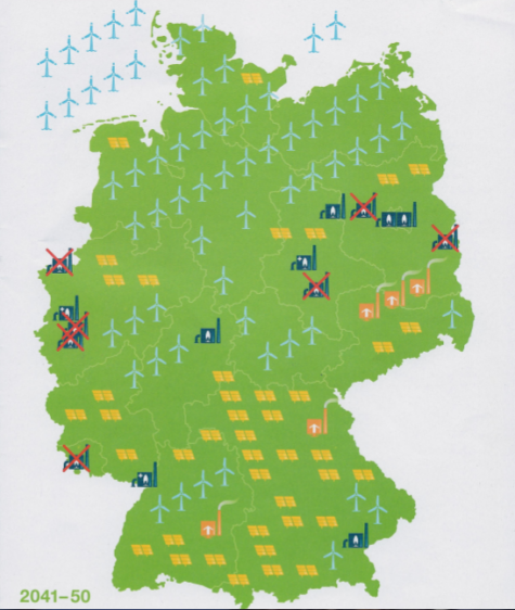 La carte énergétique de l'Allemagne en 2050 selon le scénario de Greenpeace.
