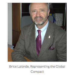 Brice Lalonde, photographié pour le Global compact (DR).