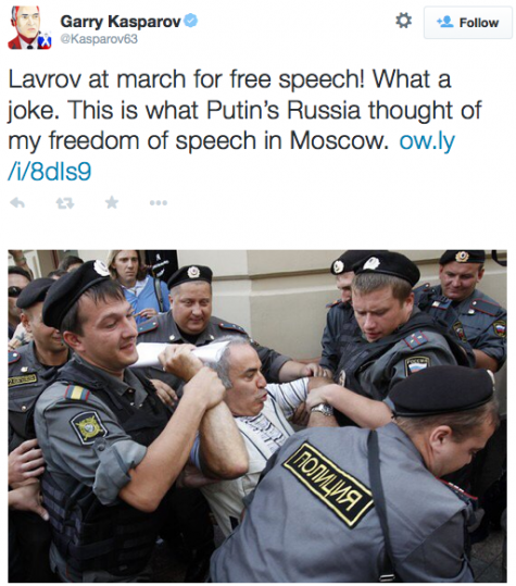 Le tweet de Garry Gasparov, opposant de Poutine, après la manifestation dimanche