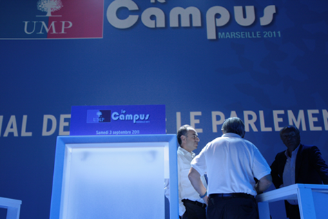 Copé, Raffarin et Hortefeux au Campus UMP de septembre.