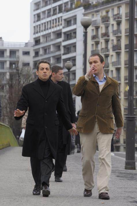 Nicolas Sarkozy et son directeur de campagne, le préfet Guillaume Lambert.