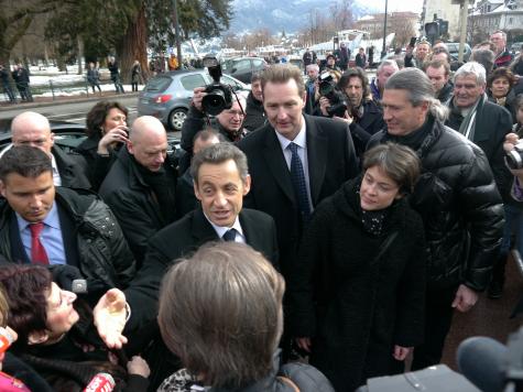 N.Sarkozy à son arrivée à Annecy