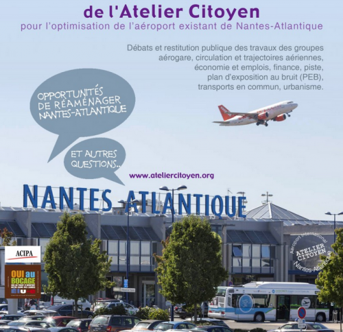 Affiche de l&#039;atelier citoyen pour l&#039;optimisation de Nantes Atlantique (DR).