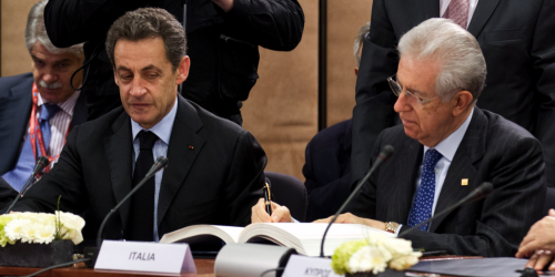 Nicolas Sarkozy et Mario Monti le 2 mars à Bruxelles © Conseil européen.