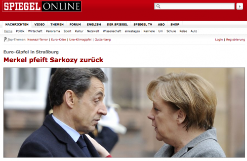 Après le sommet de Strasbourg. «Merkel rappelle Sarkozy à l'ordre