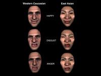 Expressions du visage simulées sur écran