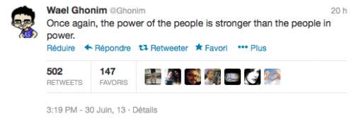 Sur Twitter, le cyberdissident Wael Ghonim prend parti pour Tamarod