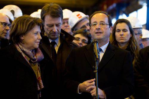 Aubry et Hollande en campagne, janvier 2012.