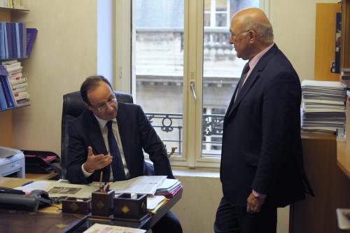 Hollande et Sapin à l'Assemblée nationale.
