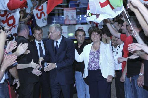 Martine Aubry et Jean-Marc Ayrault en meeting à Nantes