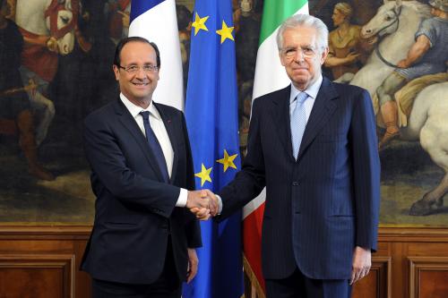 François Hollande et Mario Monti à Rome jeudi 14 juin.