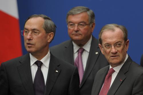 Au premier plan, Claude Guéant et Michel Gaudin, au second plan, Michel Mercier, ministre de la justice