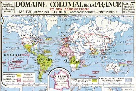 Domaine colonial de la France, carte d&#039;époque, DR