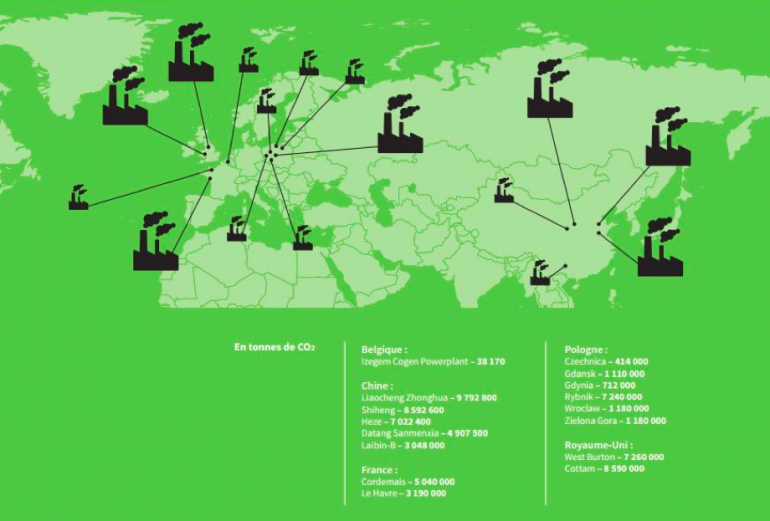 Les centrales à charbon d&#039;EDF dans le monde (Rapport Amis de la Terre/Oxfam).