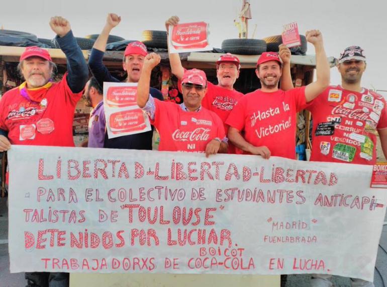 En avril, chez des employés de Coca-Cola en lutte à Madrid.