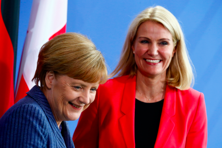La Danoise Helle Thorning-Schmidt, en visite à Berlin le 19 juin, avec Angela Merkel. © Reuters. La Danoise Helle Thorning-Schmidt, en visite à Berlin le 19 juin, avec Angela Merkel. © Reuters.