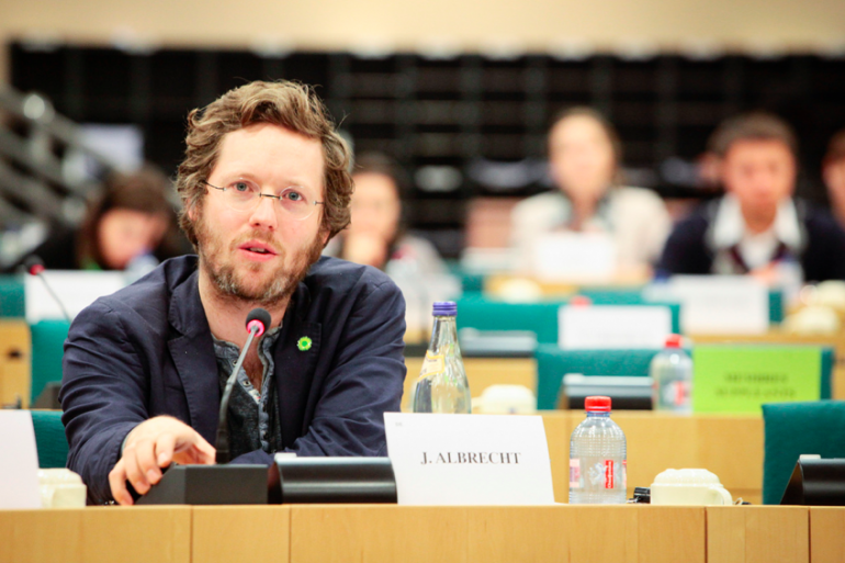 Jan Philipp Albrecht lors de la commission d&#039;enquête du parlement européen sur les révélations Snowden, en 2013.