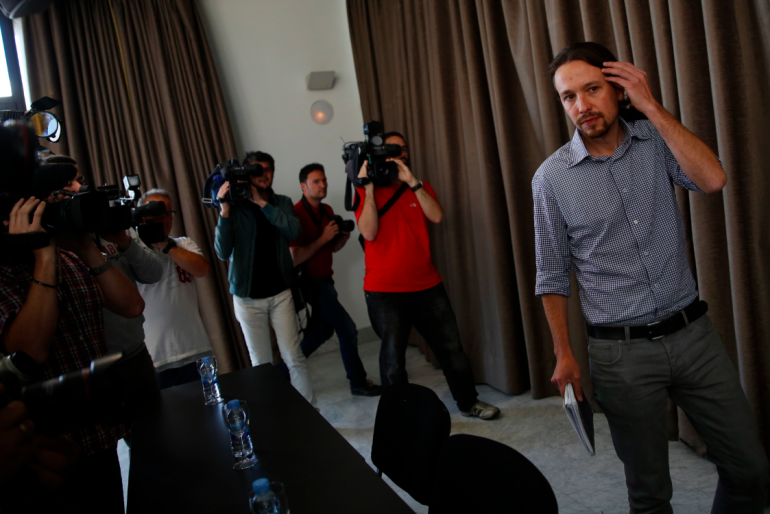 Pablo Iglesias, le 30 mai, à Madrid, après le succès électoral de Podemos aux européennes. © Reuters.