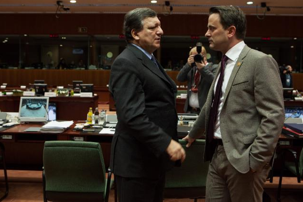 José Manuel Barroso et Xavier Bettel, le 20 décembre, à Bruxelles. © Commission européenne