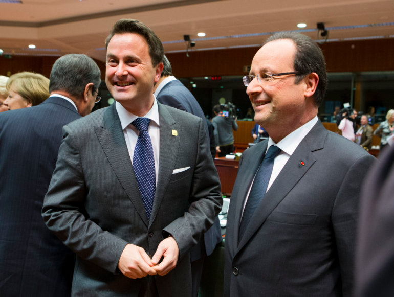 Xavier Bettel et François Hollande, à Bruxelles, le 19 décembre. ©Conseil européen.