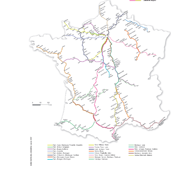 Carte du réseau interrégional