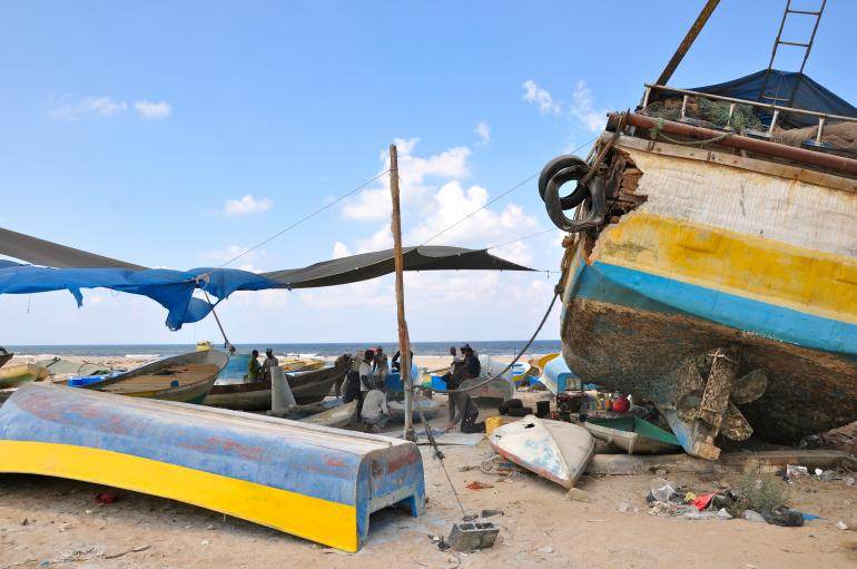 Atelier de réparation de bateaux, Gaza, septembre 2014. 